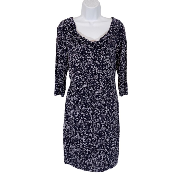 LOFT Dresses & Skirts - Ann Taylor Loft Ruched Snakeskin Dress L Purple